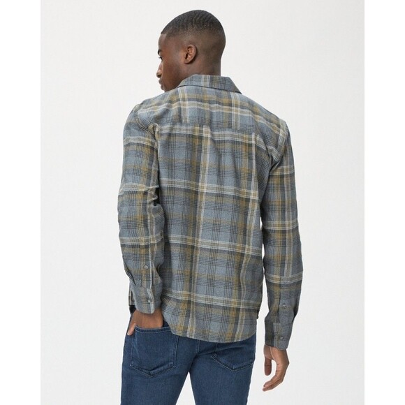 PAIGE Flannel Everett Shirt Midnight Orchard Plaid Long Sleeve Button Up Men's M - Picture 2 of 10